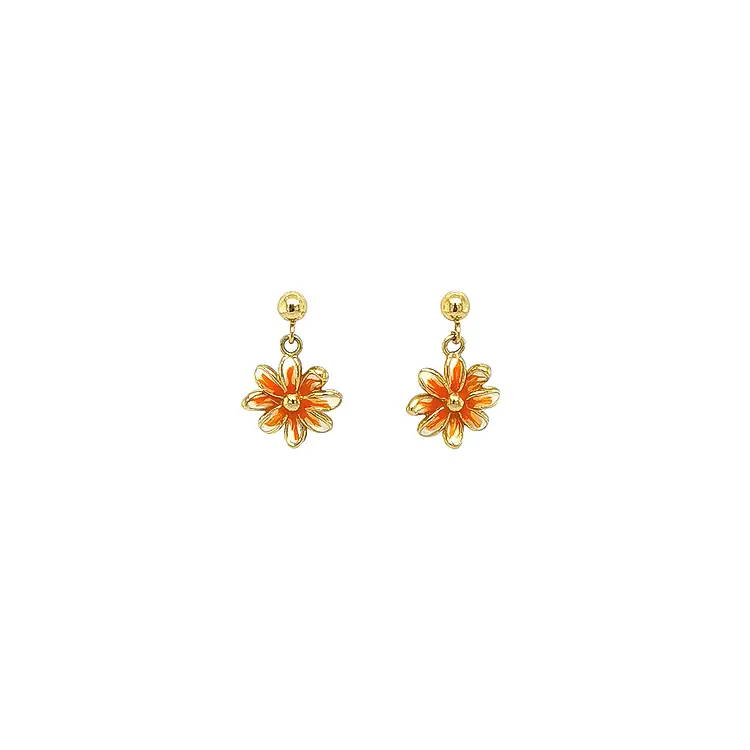 Gold dangle earrings flowers