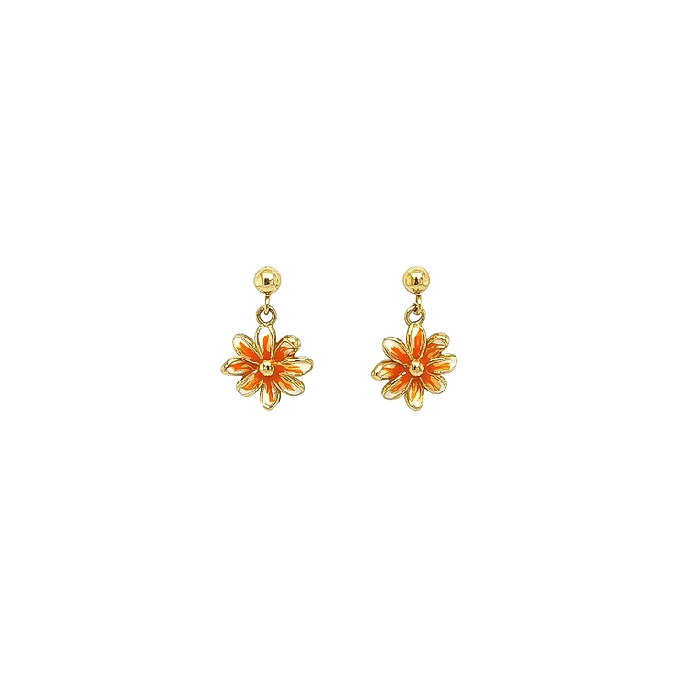 Gold dangle earrings flowers