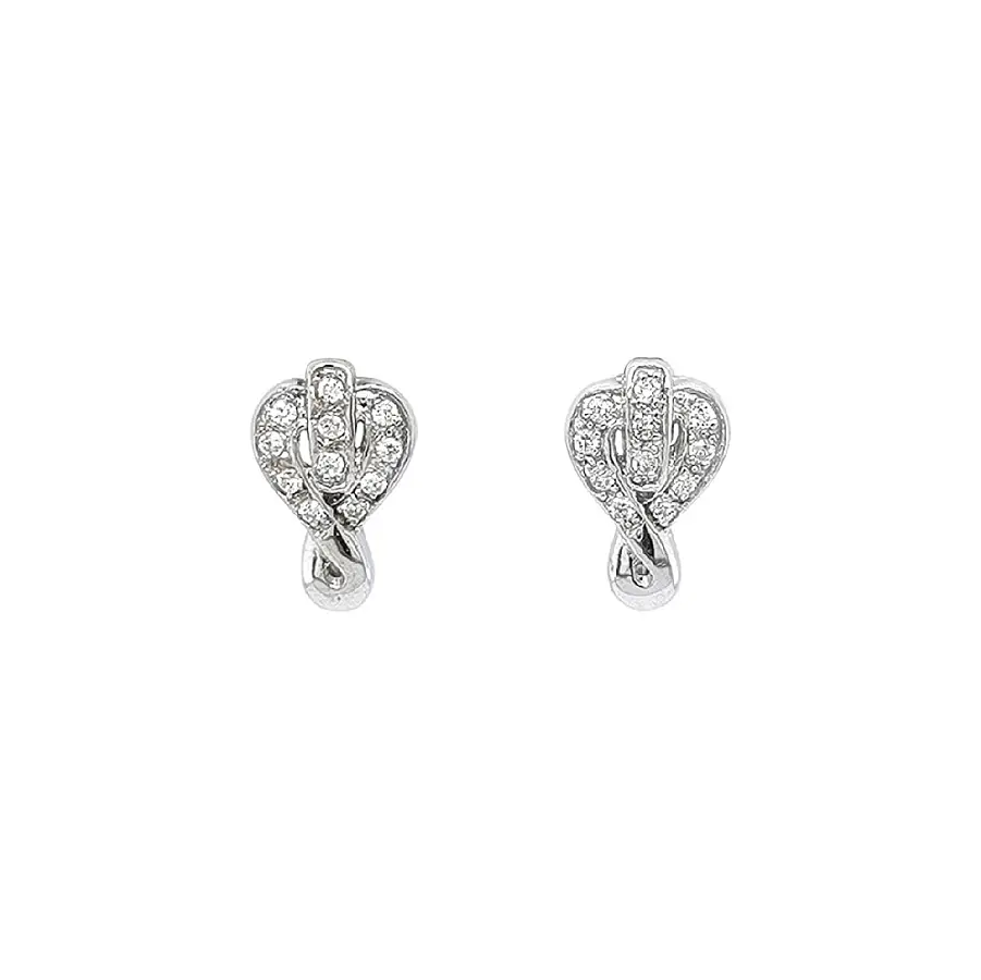 Shiny White Gold Earrings with Sparkling Zircons