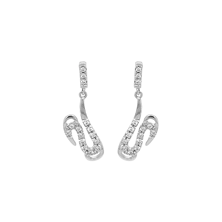 Gold dangle earrings with Zircons