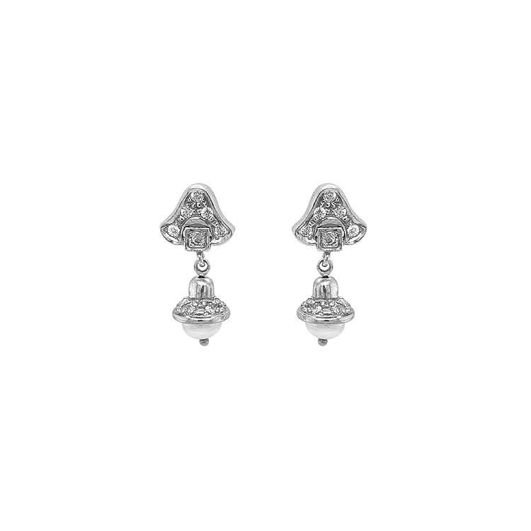 Gold Earrings with Pearl and Zircones