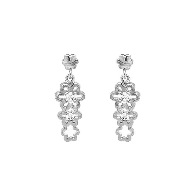 Gold dangle earrings with Zircons