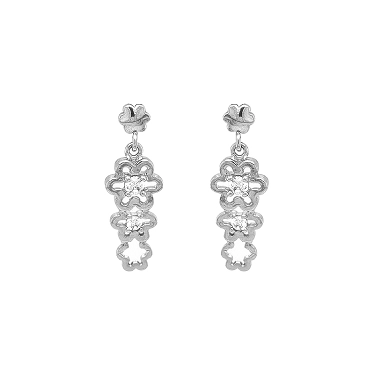 Gold dangle earrings with Zircons
