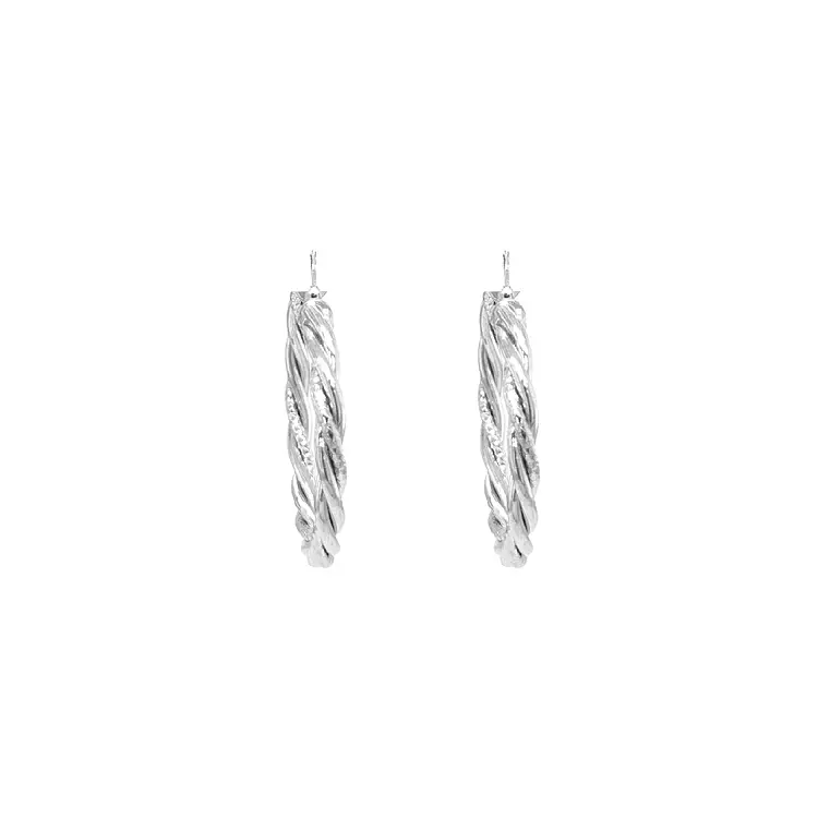 White Gold Round Earrings