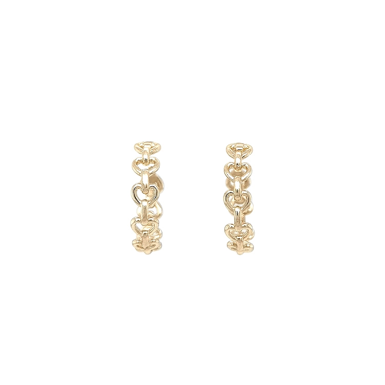 Gold Round Earrings Hearts