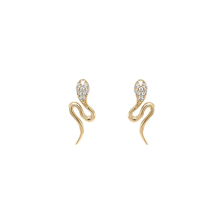 Gold Earrings with Zircons