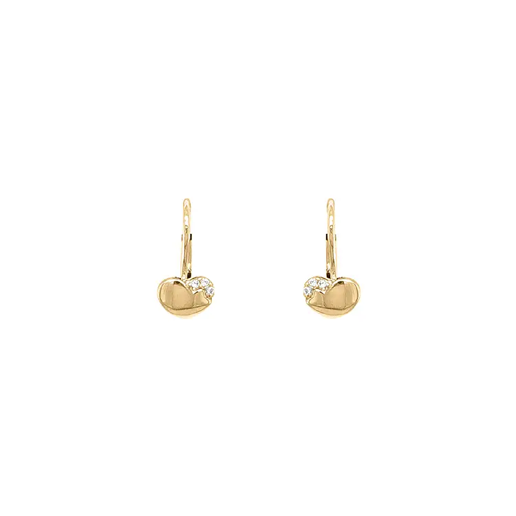 Gold Earrings Hearts with Zircons