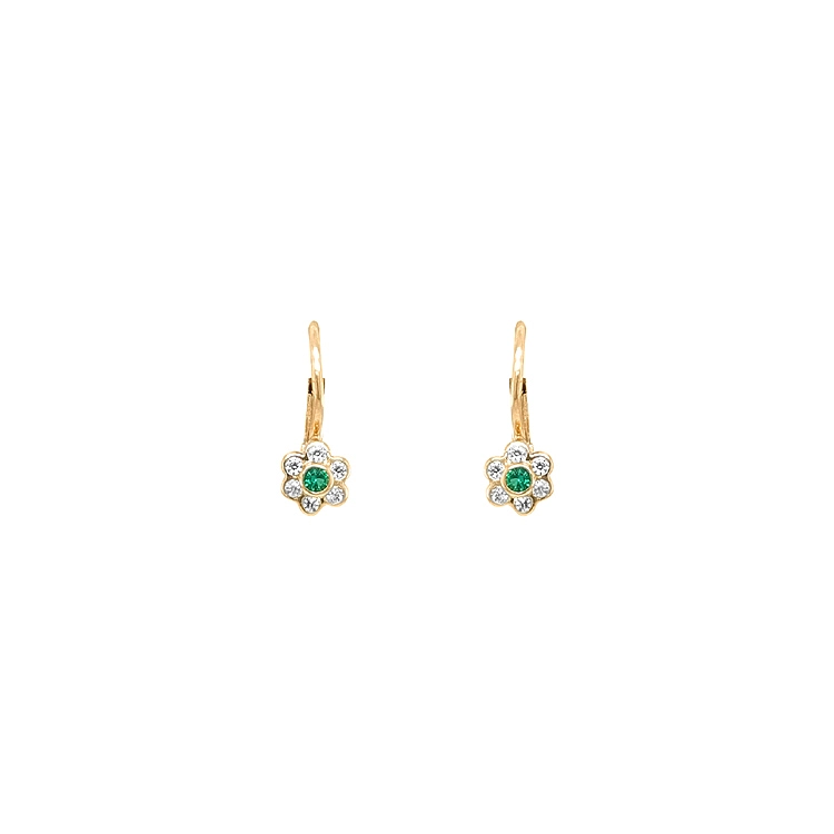Gold Earrings Flowers with Zircons