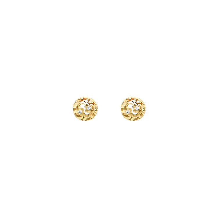 Gold Pecky Earrings with Zircones