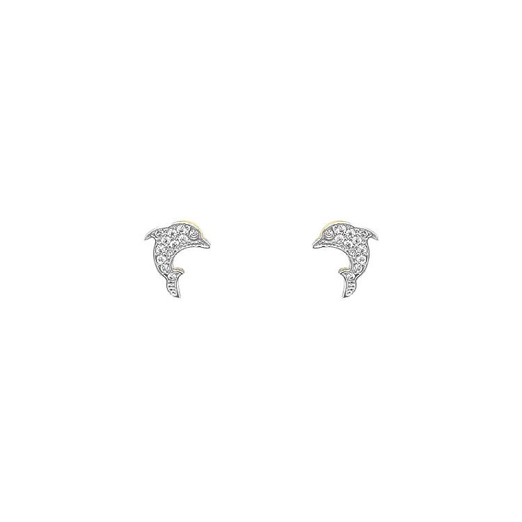 Golden Dolphin Earrings with Zircones