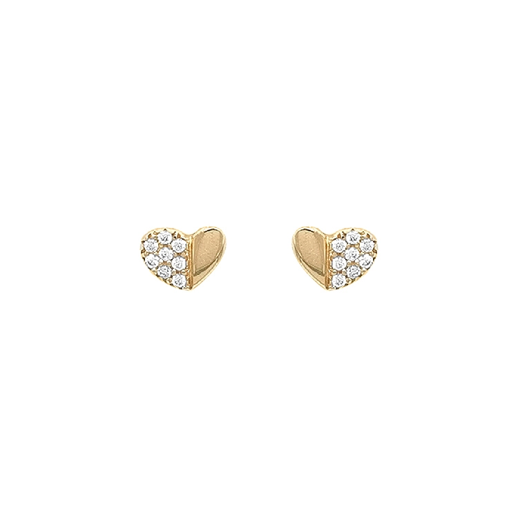 Gold Earrings Hearts with Zircons
