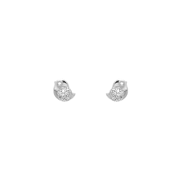 Gold Earrings Birds with Zircons