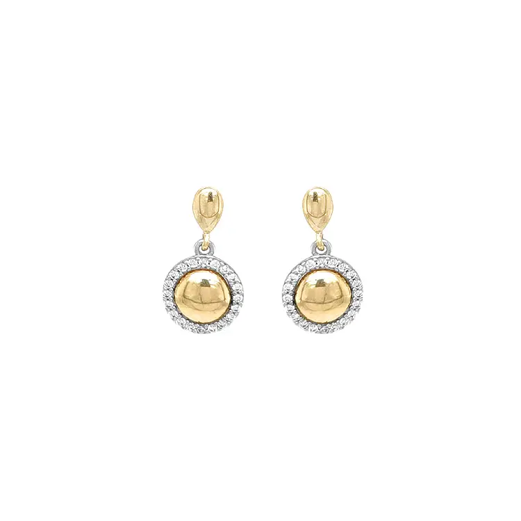 Gold dangle earrings with Zircons