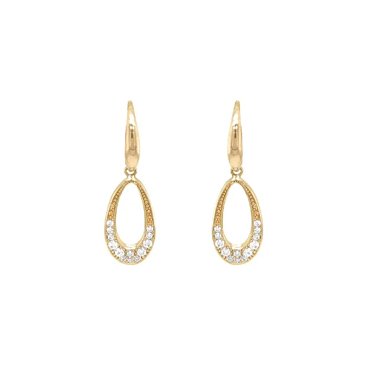 Gold dangle earrings with Zircons