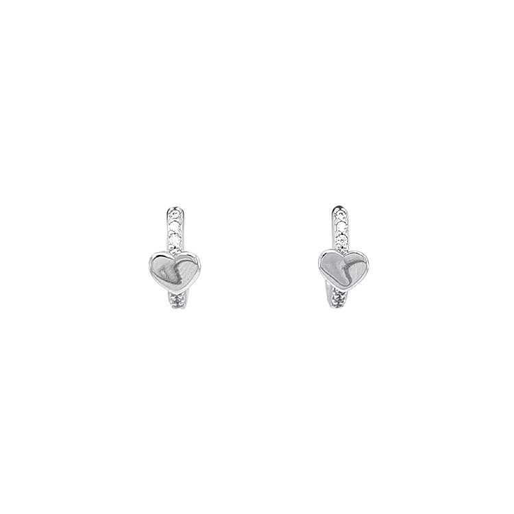 Gold Circular Earrings Hearts with Zircons