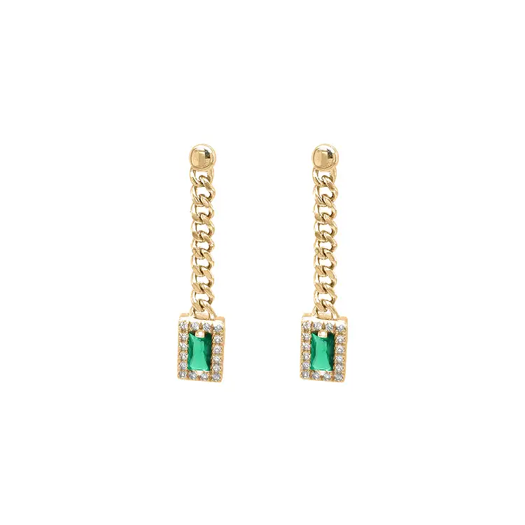 Gold dangle earrings with Zircons