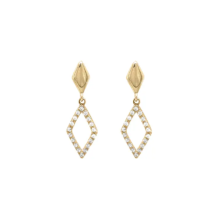 Gold dangle earrings with Zircons