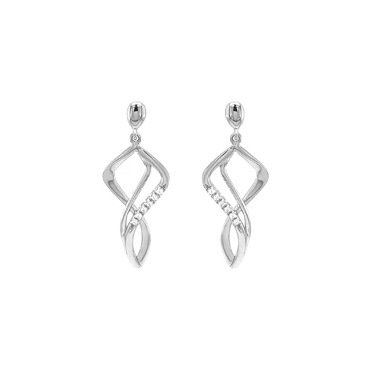 Gold dangle earrings with Zircons