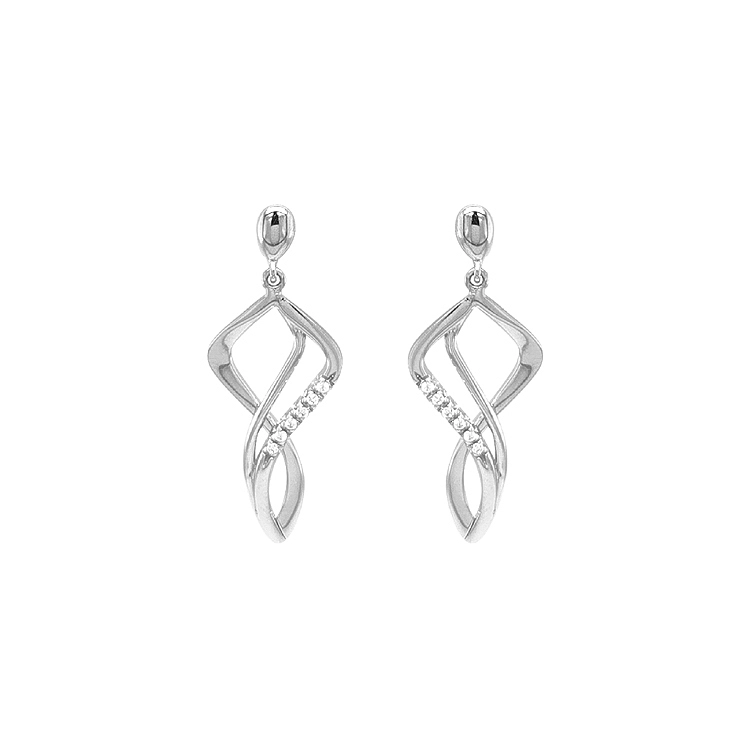 Gold dangle earrings with Zircons