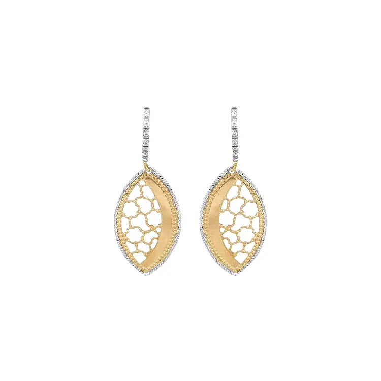 Gold dangle earrings with Zircons