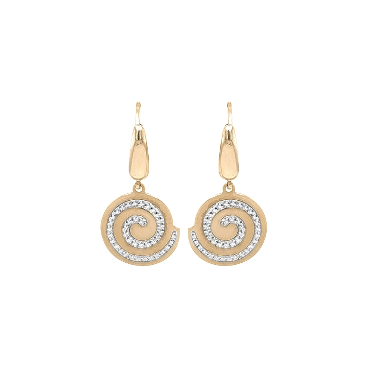 Gold dangle earrings with Zircons