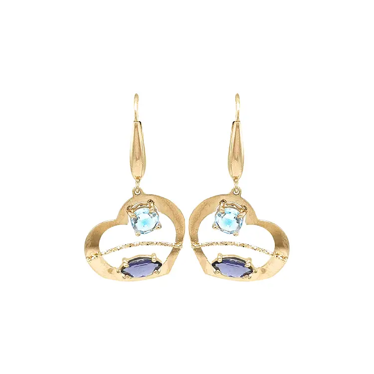 Gold Vicasi Earrings with Coloured Stones