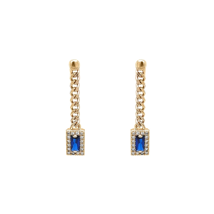 Gold dangle earrings with Zircons