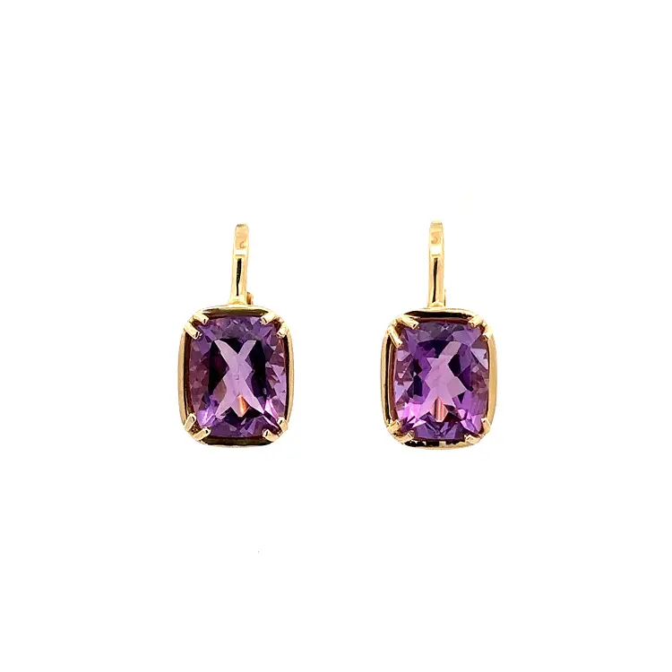 Gold Earrings with Amethyst