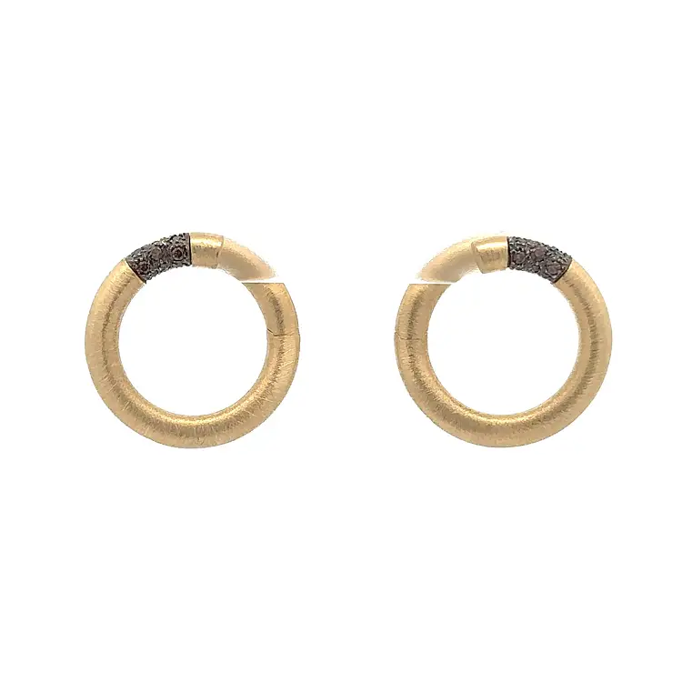 Gold Earrings with Black Stones