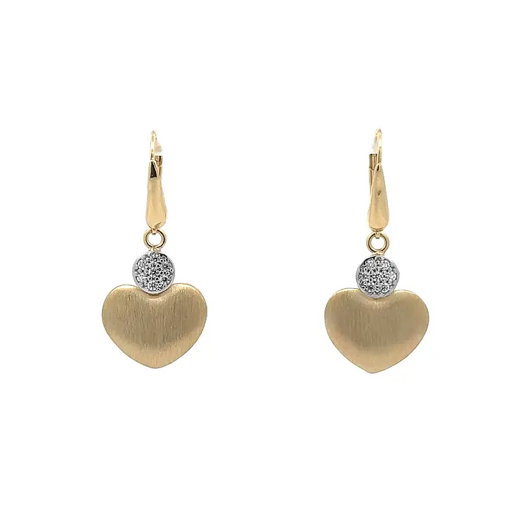 Gold Earrings in Heart Shape with Zircones