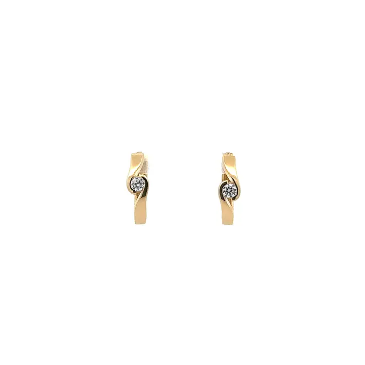 Gold Circular Earrings with Zircons