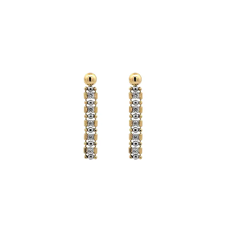 Gold dangle earrings with Zircons