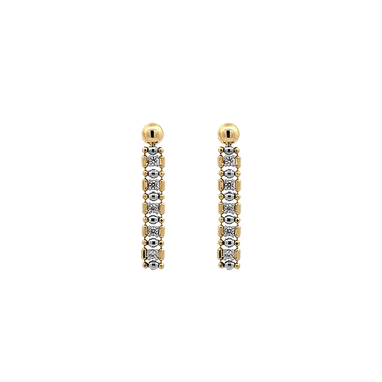 Gold dangle earrings with Zircons