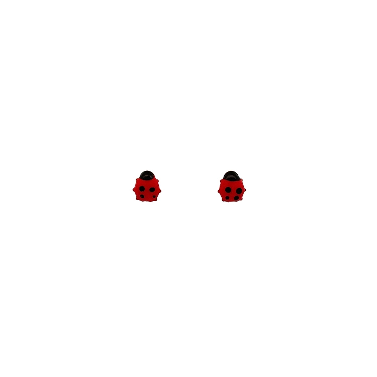Gold Peck Earrings Ladybug