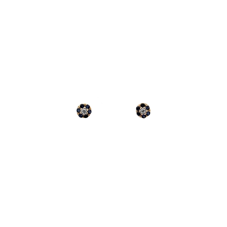 Gold Pecky Earrings with Blue Stones
