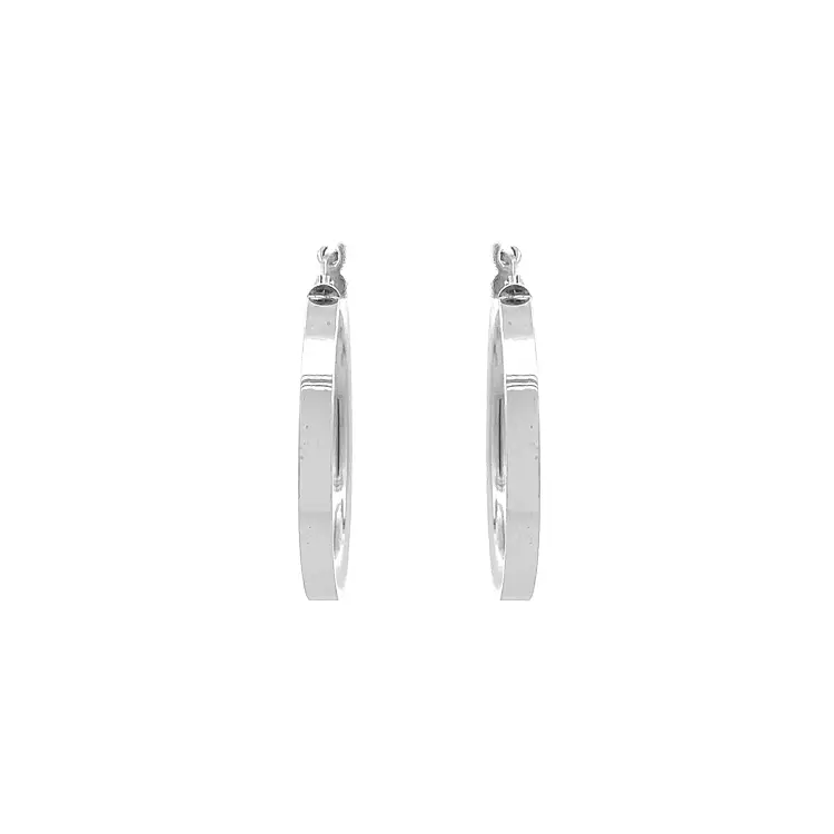 White Gold Round Earrings