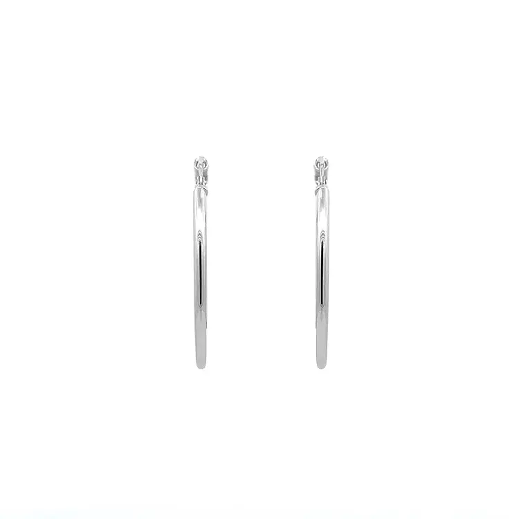 White Gold Round Earrings