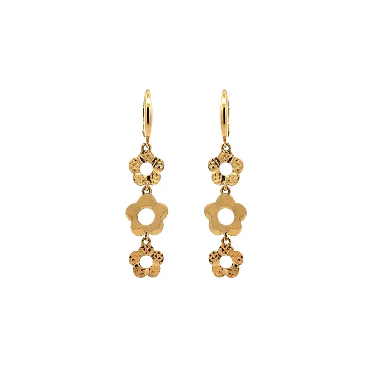 Gold dangle earrings Flowers