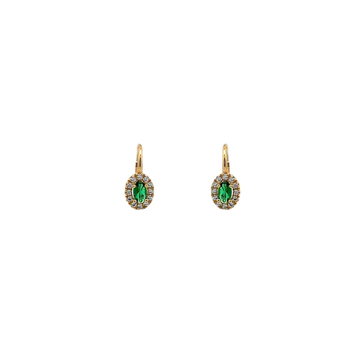 Gold Earrings with Green Stone