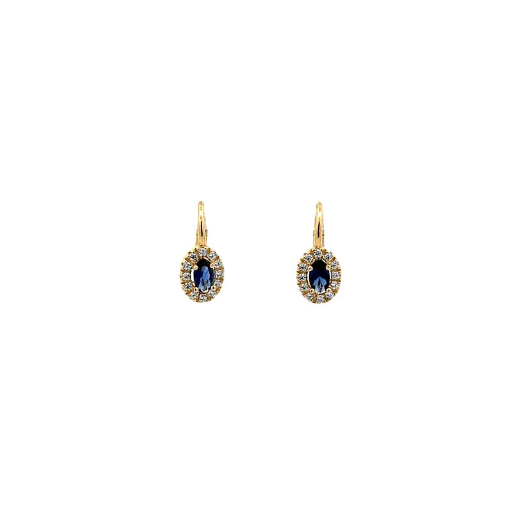 Gold Earrings with Blue Stones