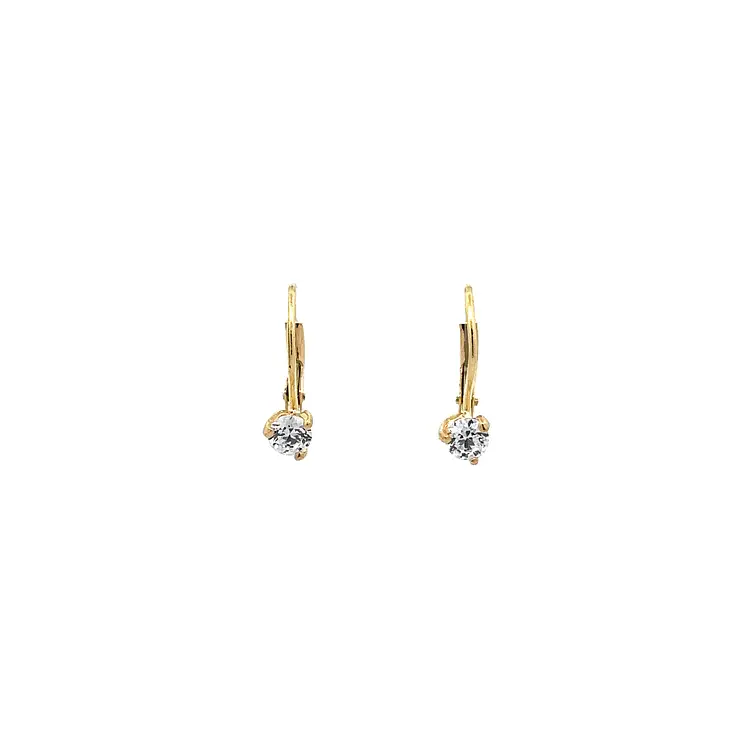 Gold Solitaire Earrings with Zircones