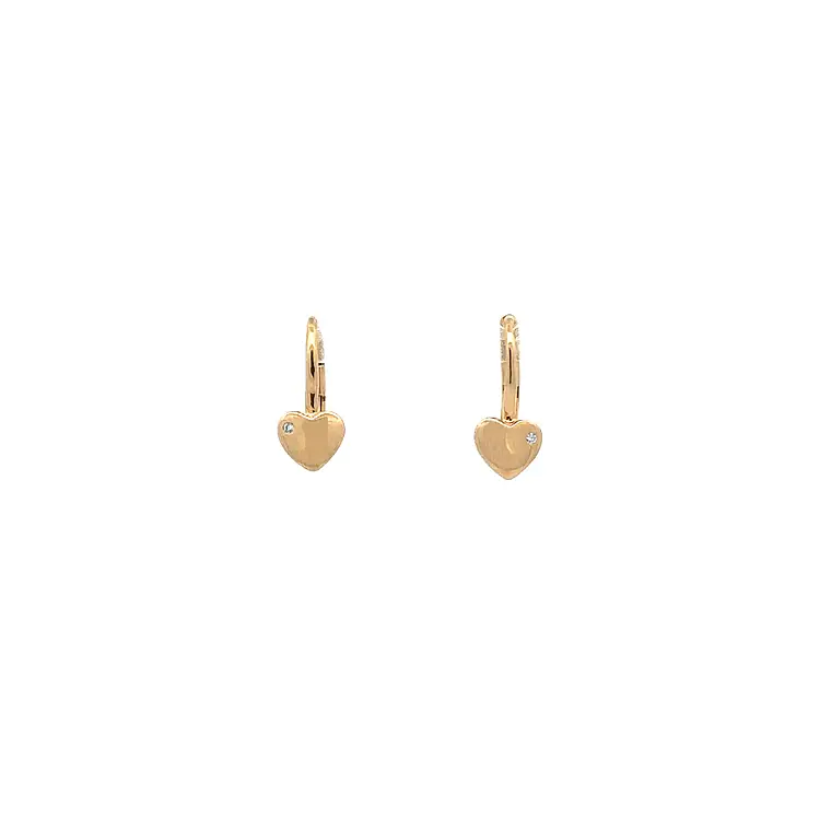 Gold Earrings Hearts with Zircons