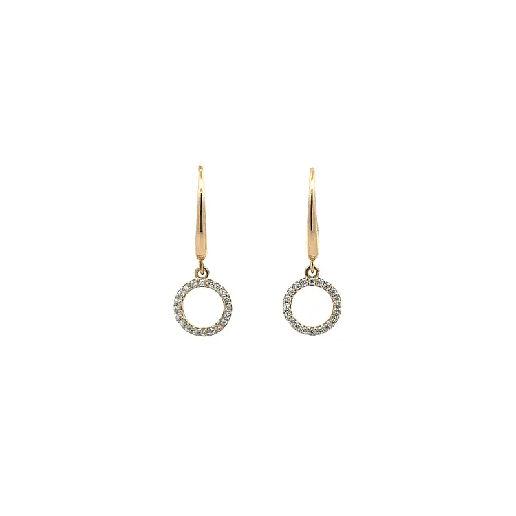 Gold dangle earrings with Zircons
