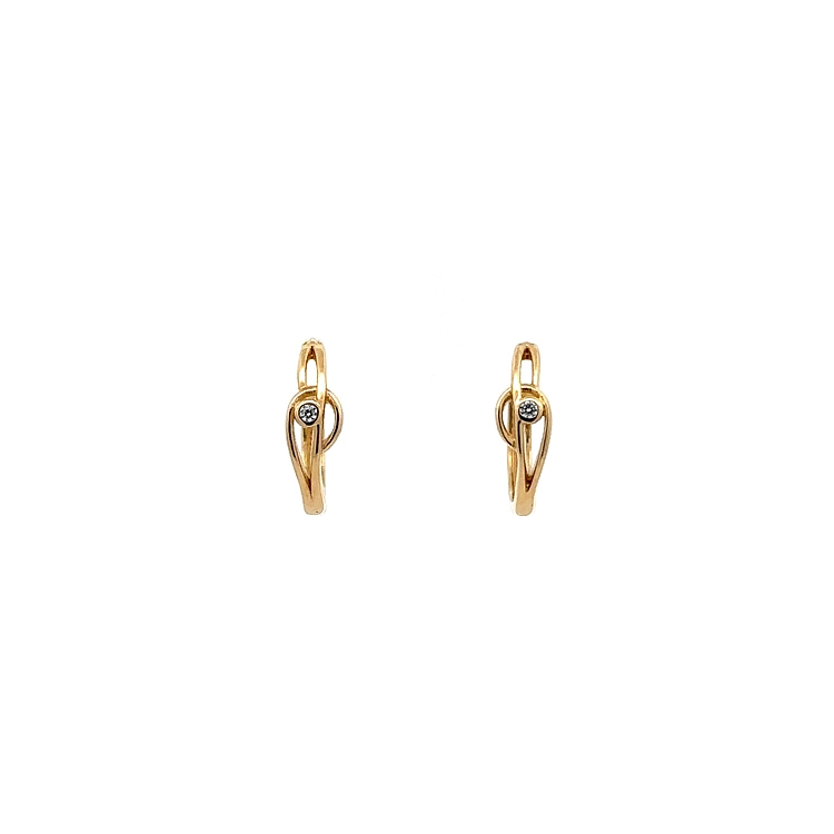 Gold Circular Earrings with Zircons