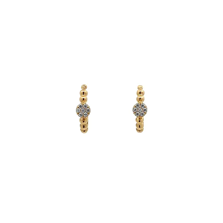 Gold Circular Earrings with Zircons