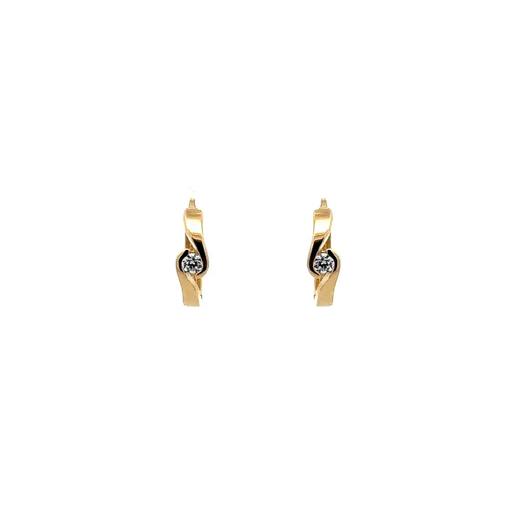 Gold Circular Earrings with Zircons