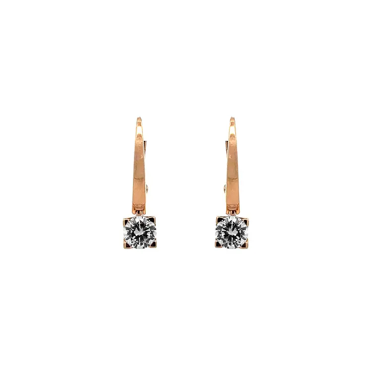Dangle earrings with pink gold zircons
