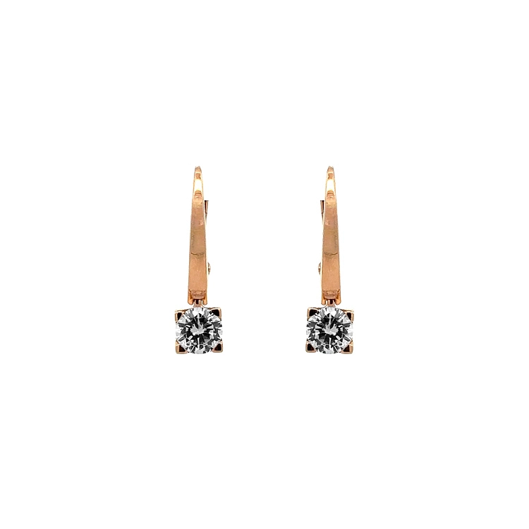 Dangle earrings with pink gold zircons