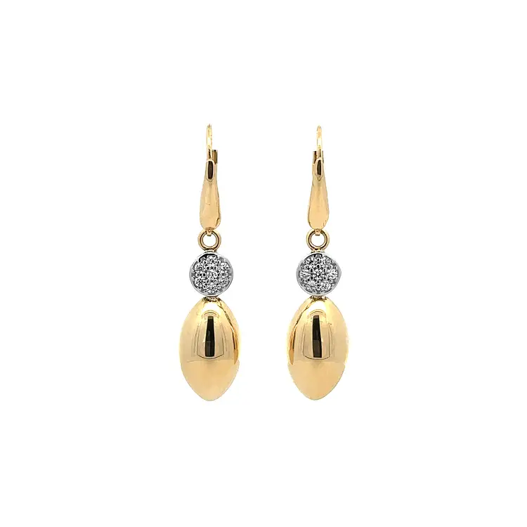 Gold dangle earrings with Zircons