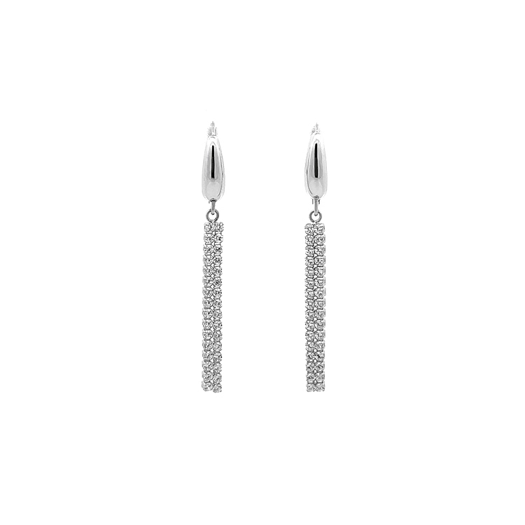 White Gold dangle earrings with Zircons